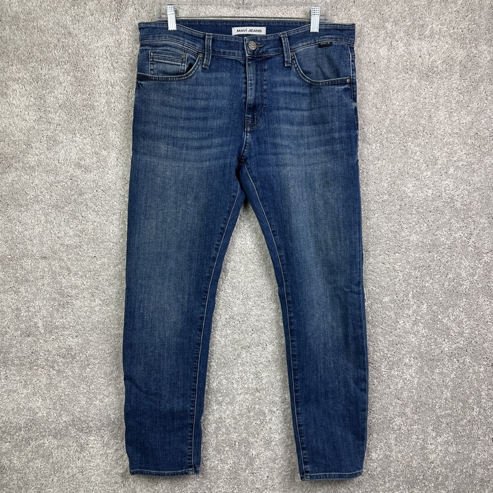 Mavi Jeans Jake Slim Leg Straight‎ Mens 33x30 Blue Denim Mid Rise Logo Pockets